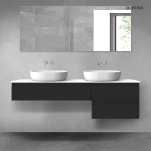 Oltens Vernal zestaw mebli łazienkowych 160 cm z blatem czarny mat/biały połysk 68330300