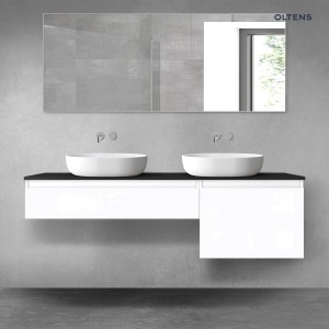 Oltens Vermal zestaw mebli łazienkowych 160cm biały połysk/czarny mat 68345000
