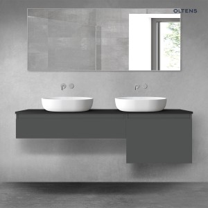 Oltens Vernal zestaw mebli łazienkowych 160 cm grafit mat/czarny mat 68346400