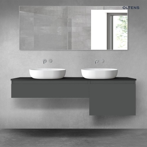 Oltens Vernal zestaw mebli łazienkowych 160 cm grafit mat/czarny mat 68346400