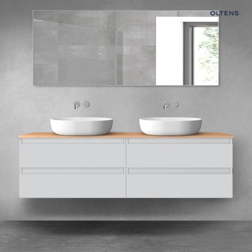 Oltens Vernal zestaw mebli łazienkowych 160 cm z blatem szary mat/dąb 68360700