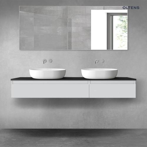 Oltens Vernal zestaw mebli łazienkowych 160 cm z blatem szary mat/czarny mat 68358700