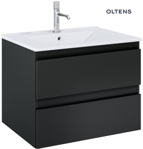 Oltens Vernal szafka 60 cm podumywalkowa wisząca z umywalką czarny mat 68461300