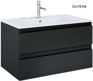 Oltens Vernal szafka 80 cm podumywalkowa wisząca z umywalką czarny mat 68462300