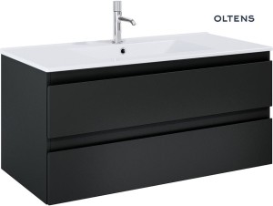 Oltens Vernal szafka 100 cm podumywalkowa wisząca  z umywalką czarny mat 68463300