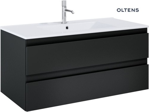 Oltens Vernal szafka 100 cm podumywalkowa wisząca  z umywalką czarny mat 68463300
