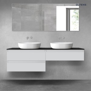 Oltens Vernal zestaw mebli łazienkowych 160 cm z blatem szary mat/czarny mat 68368700