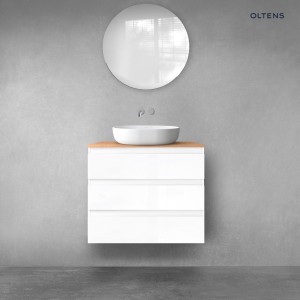 Oltens Vernal zestaw mebli łazienkowych 80 cm z blatem biały połysk/dąb 68458000