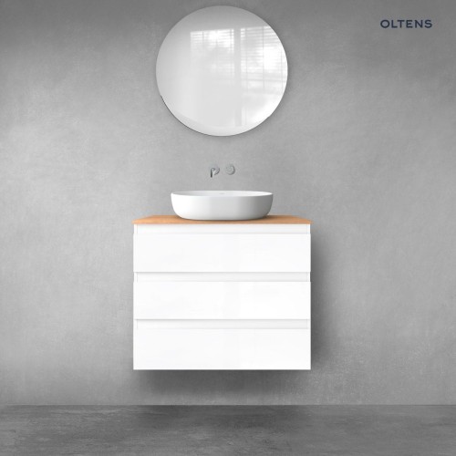 Oltens Vernal zestaw mebli łazienkowych 80 cm z blatem biały połysk/dąb 68458000