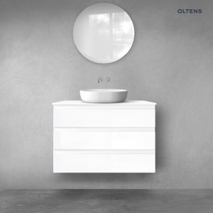 Oltens Vernal  zestaw mebli łazienkowych 100 cm z blatem biały połysk 68459000