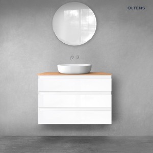 Oltens Vernal zestaw mebli łazienkowych 100 cm z blatem biały połysk/dąb 68460000