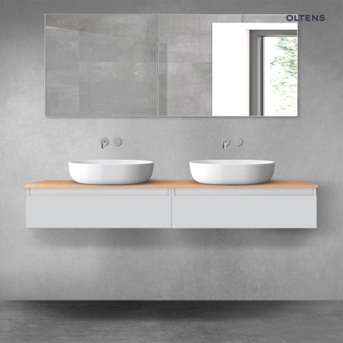 Oltens Vernal zestaw mebli łazienkowych 160 cm z blatem szary mat/dąb 68374700