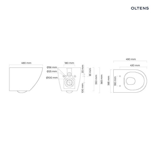 Oltens Hamnes Kort Stille miska WC wisząca PureRim z powłoką SmartClean biała 42524000
