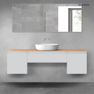 Oltens Vernal zestaw mebli łazienkowych 160 cm z blatem szary mat/dąb 68390700