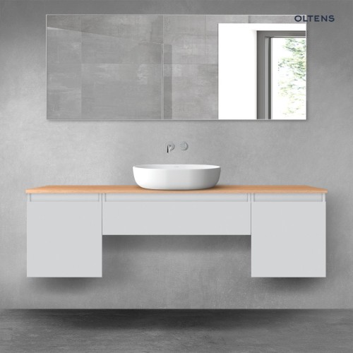 Oltens Vernal zestaw mebli łazienkowych 160 cm z blatem szary mat/dąb 68390700