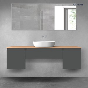 Oltens Vernal zestaw mebli łazienkowych 160 cm z blatem grafit mat/dąb 68392400