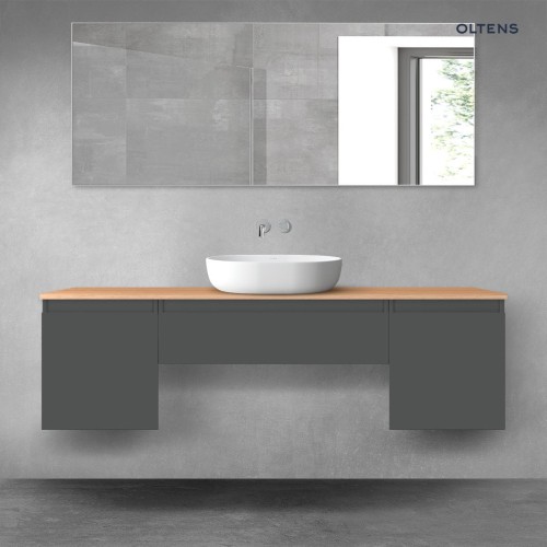 Oltens Vernal zestaw mebli łazienkowych 160 cm z blatem grafit mat/dąb 68392400
