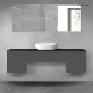 Oltens Vernal zestaw mebli łazienkowych 160 cm z blatem grafit mat/czarny mat 68396400