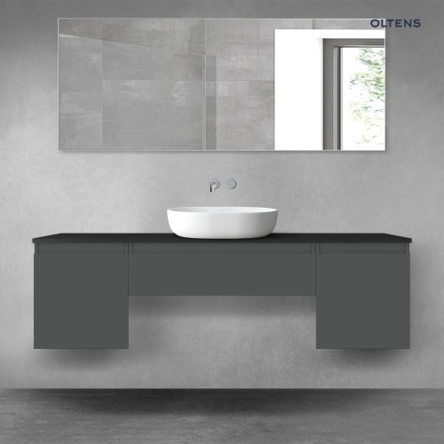 Oltens Vernal zestaw mebli łazienkowych 160 cm z blatem grafit mat/czarny mat 68398400