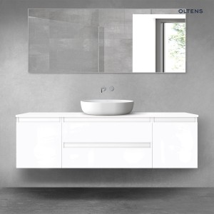 Oltens Vernal zestaw mebli łazienkowych 160 cm z blatem biały połysk 68445000