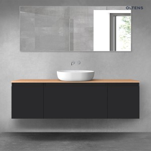 Oltens Vernal zestaw mebli łazienkowych 160 cm z blatem czarny mat/dąb 68446300