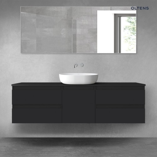Oltens Vernal zestaw mebli łazienkowych 160 cm z blatem czarny mat 68399300