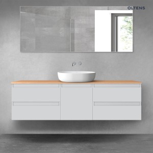 Oltens Vernal zestaw mebli łazienkowych 160 cm z blatem szary mat/dąb 68403700
