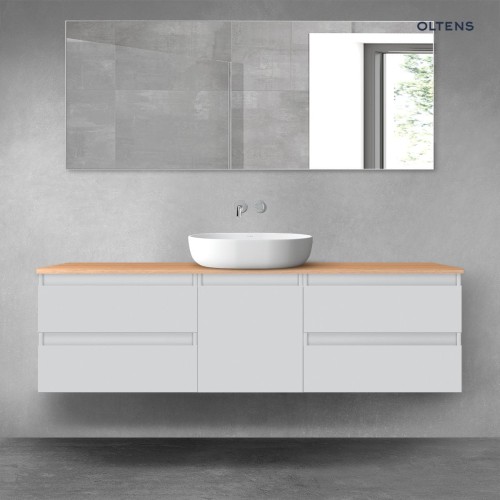 Oltens Vernal zestaw mebli łazienkowych 160 cm z blatem szary mat/dąb 68404700