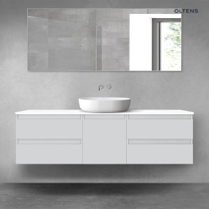 Oltens Vernal zestaw mebli łazienkowych 160 cm z blatem szary mat/biały połysk 68405700