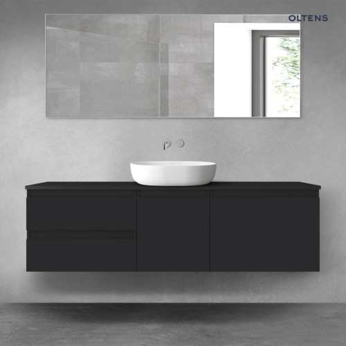 Oltens Vernal zestaw mebli łazienkowych 160 cm z blatem czarny mat 68408300