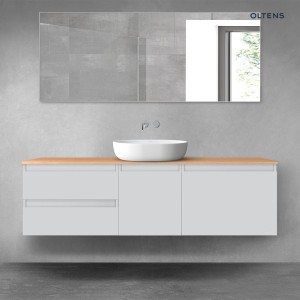 Oltens Vernal zestaw mebli łazienkowych 160 cm z blatem szary mat/dąb 68411700