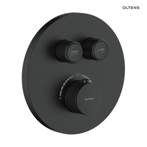 Oltens Onega bateria wannowo-prysznicowa podtynkowa termostatyczna czarny mat 34601300
