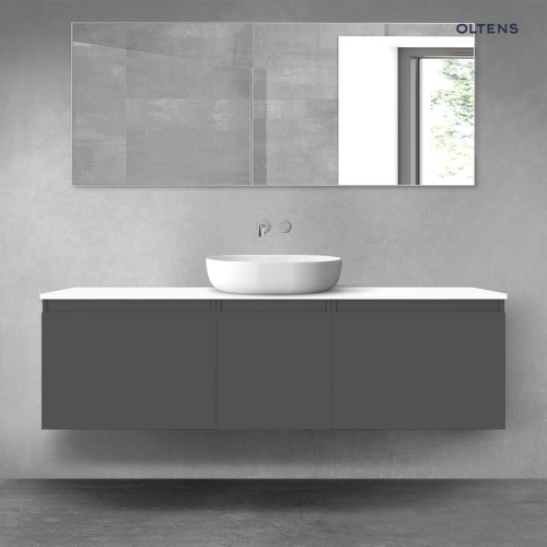 Oltens Vernal zestaw mebli łazienkowych 160 cm z blatem grafit mat/biały połysk 68421400