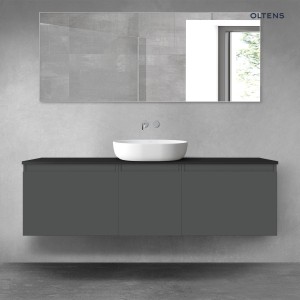 Oltens Vernal zestaw mebli łazienkowych 160 cm z blatem grafit mat/czarny mat 68422400