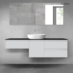 Oltens Vernal zestaw mebli łazienkowych 160 cm z blatem szary mat/czarny mat 68425700