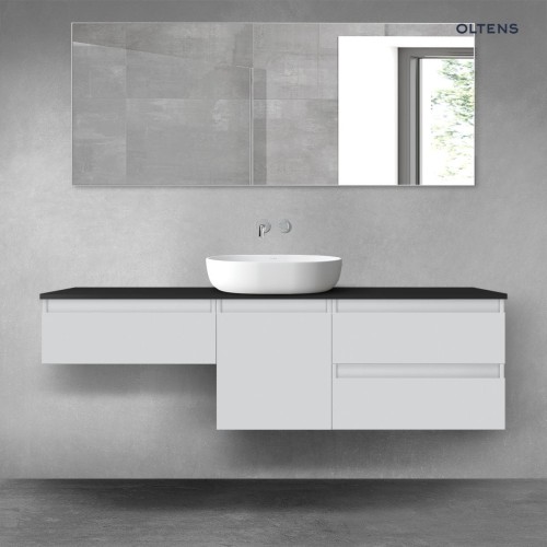 Oltens Vernal zestaw mebli łazienkowych 160 cm z blatem szary mat/czarny mat 68425700