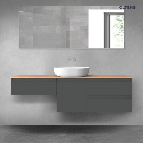 Oltens Vernal zestaw mebli łazienkowych 160 cm z blatem grafit mat/dąb 68426400