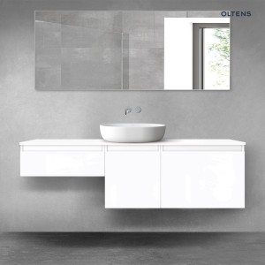 Oltens Vernal zestaw mebli łazienkowych 160 cm z blatem biały połysk 68431000