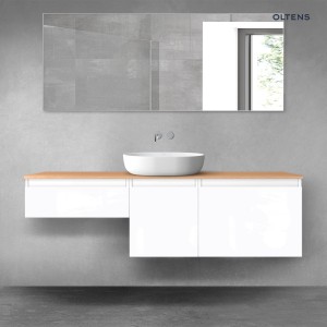 Oltens Vernal zestaw mebli łazienkowych 160 cm z blatem biały połysk/dąb 68435000