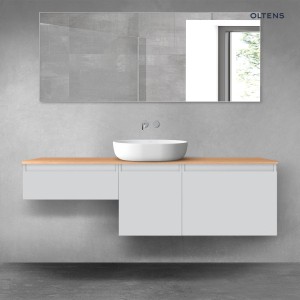 Oltens Vernal zestaw mebli łazienkowych 160 cm z blatem szary mat/dąb 68435700