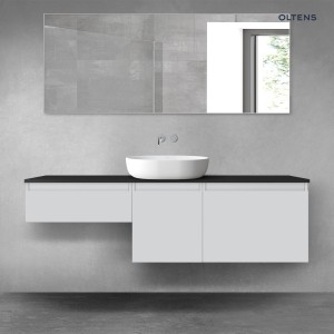 Oltens Vernal zestaw mebli łazienkowych 160 cm z blatem szary mat/czarny mat 68437700
