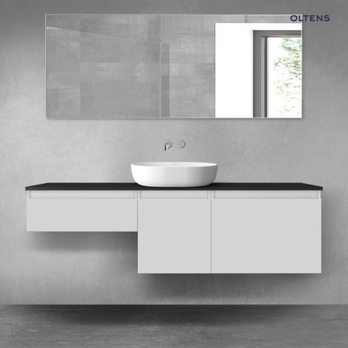 Oltens Vernal zestaw mebli łazienkowych 160 cm z blatem szary mat/czarny mat 68437700