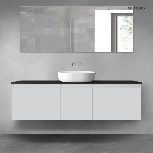 Oltens Vernal zestaw mebli łazienkowych 160 cm z blatem szary mat/czarny mat 68422700