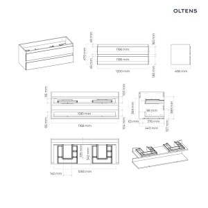 Oltens Vernal szafka 120 cm podumywalkowa wisząca biały połysk 60019000