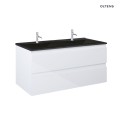 Oltens Vernal szafka 120 cm podumywalkowa wisząca z umywalką biały połysk/czarny mat 68465000
