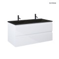 Oltens Vernal szafka 120 cm podumywalkowa wisząca z umywalką biały połysk/czarny mat 68465000