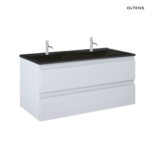Oltens Vernal szafka 120 cm podumywalkowa wisząca z umywalką szary mat/czarny mat 68465700