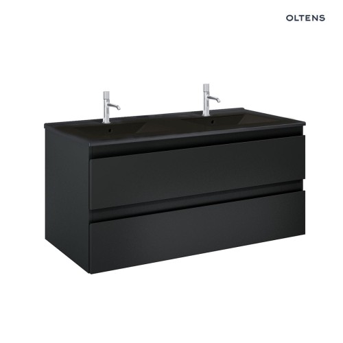 Oltens Vernal szafka 120 cm podumywalkowa wisząca z umywalką czarny mat 68465300