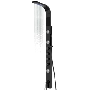 Panel prysznicowy Corsan SNAKE Termostat Stal GunMetal Deszczownica LED Wylewka
