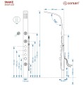 Panel prysznicowy Corsan SNAKE Mieszacz Stal GunMetal Deszczownica LED